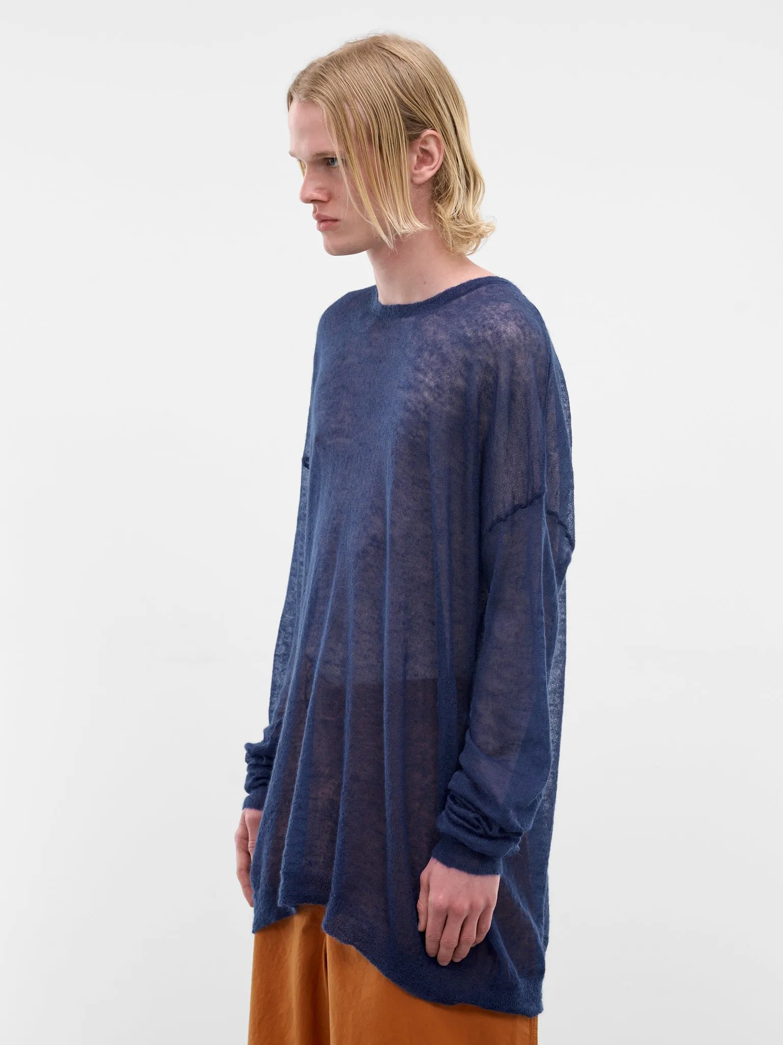 Blue Mohair Voile Sheer Sweater (26HK040-BLUE) sold by lorenzo product image thumbnail 2
