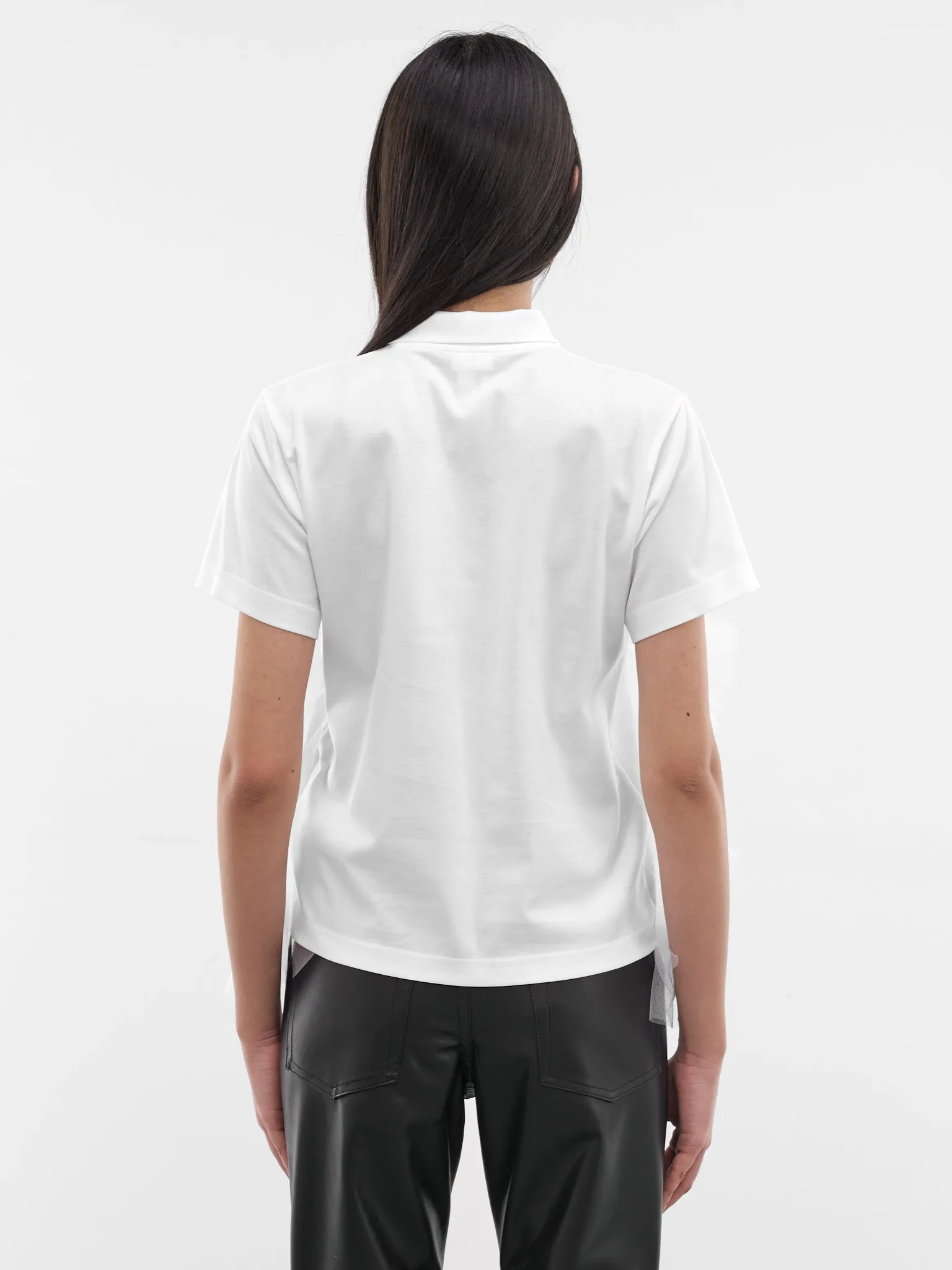 White Tulle Ruffle Polo Shirt (3Q-T003-S26-WHITE) sold by lorenzo product image thumbnail 3