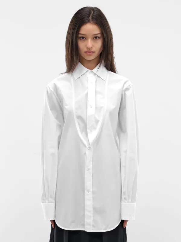 White Folded V-Neck Collar Shirt (S29DT0018-S43001-100-WHITE) made by Maison Margiela