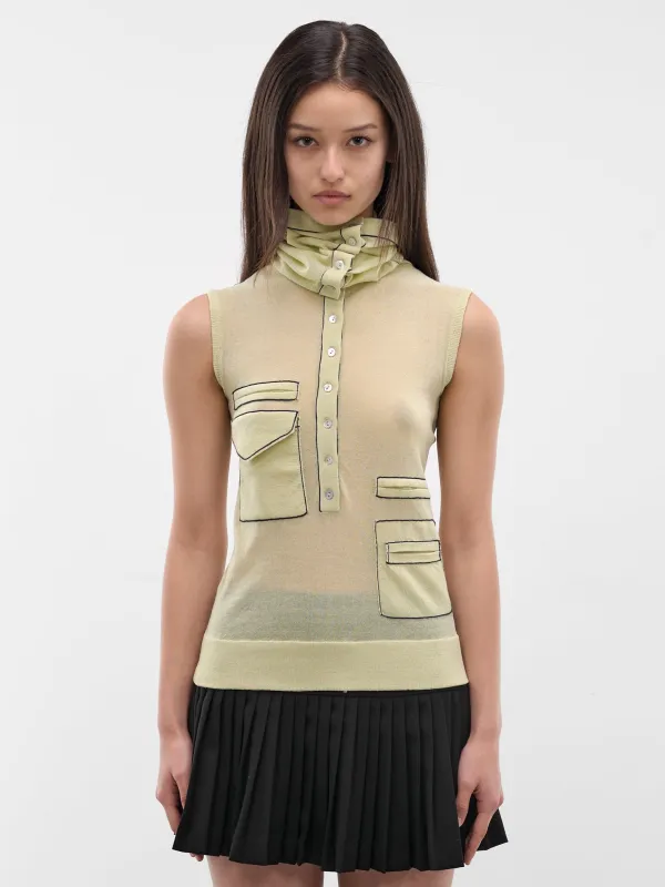 Kreiner Rollneck Collar Tank Top (KKWSS26KN10-107-PASTEL-GREEN) made by Kiko Kostadinov