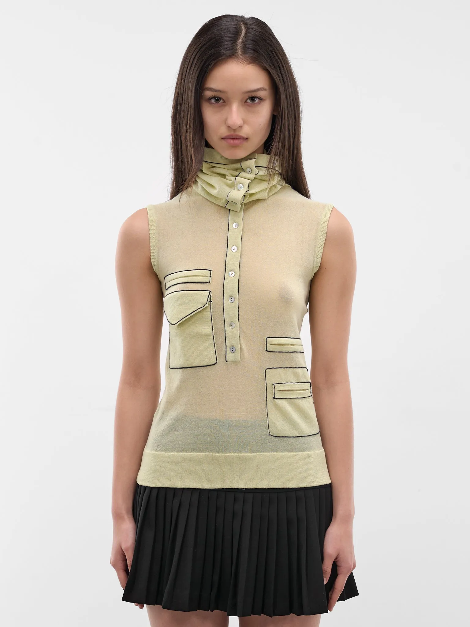 Kreiner Rollneck Collar Tank Top (KKWSS26KN10-107-PASTEL-GREEN) sold by lorenzo