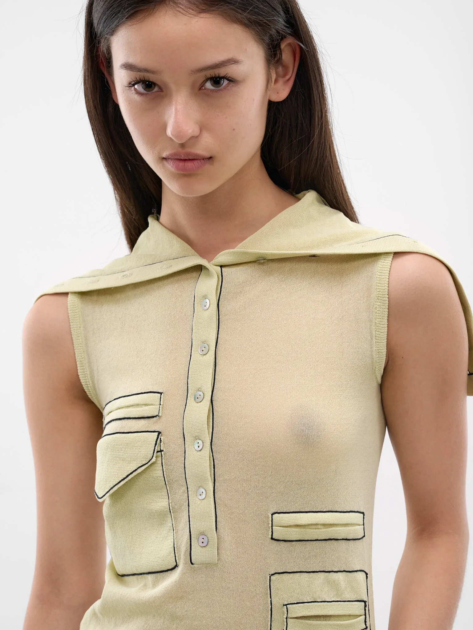Kreiner Rollneck Collar Tank Top (KKWSS26KN10-107-PASTEL-GREEN) sold by lorenzo product image thumbnail 4