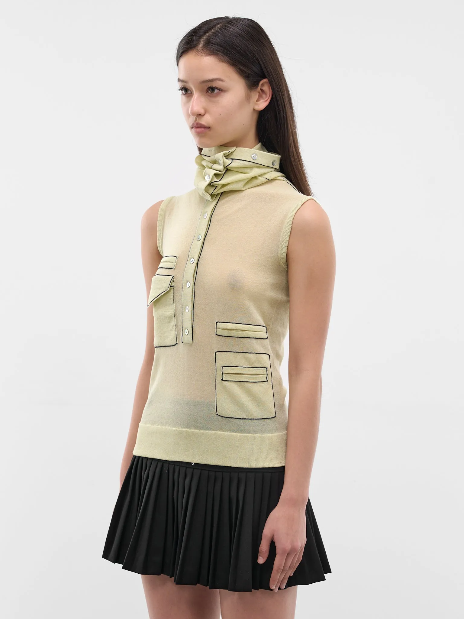 Kreiner Rollneck Collar Tank Top (KKWSS26KN10-107-PASTEL-GREEN) sold by lorenzo product image thumbnail 2