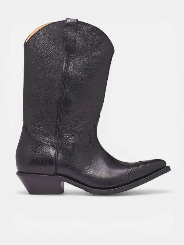 Black Leather Consultant Cowboy Boots (A2267CDB-DEEP-BLACK) made by Our Legacy