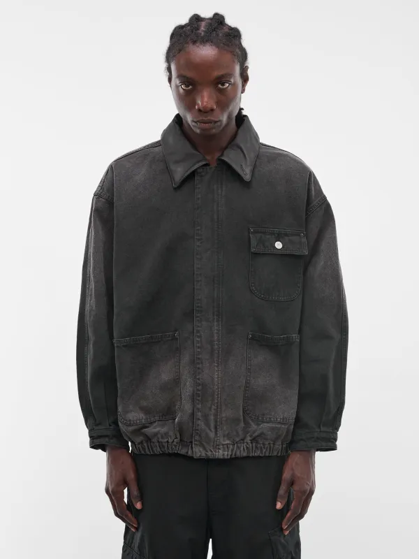 Black Faded Cotton Workwear Jacket (ST-1387-BLACK) made by ssstein
