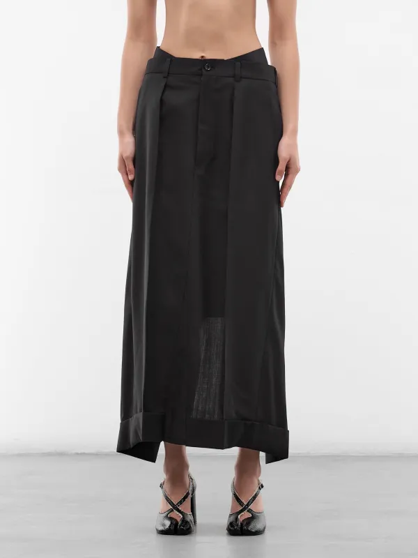 Asymmetric Double Layer Maxi Skirt (JQ-S023-S26-BLACK) sold by lorenzo