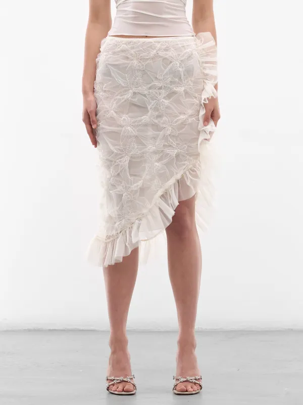 Butterfly Embroidered Sheer Ruffle Skirt (4G118A-N0108-BUTTER) made by Blumarine