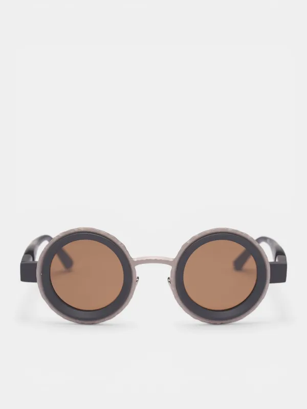 Z3 Circular Two-Tone Sunglasses (Z3-41-30-BMT-DARK-BROWN) made by Kuboraum