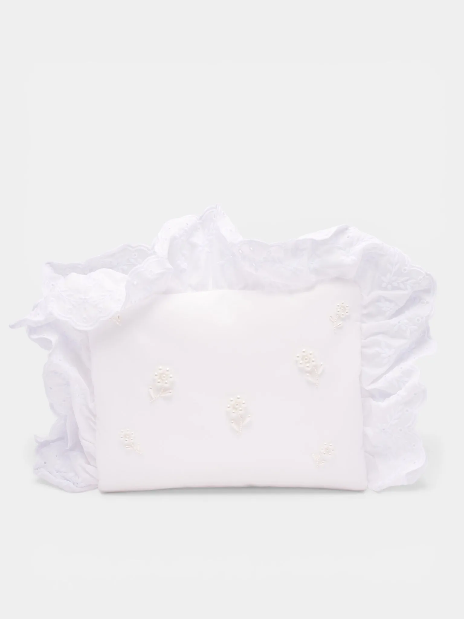 White Embellished Pillowcase Clutch Bag (BAG218B-0761-WHITE-PEARL) sold by lorenzo product image thumbnail 3
