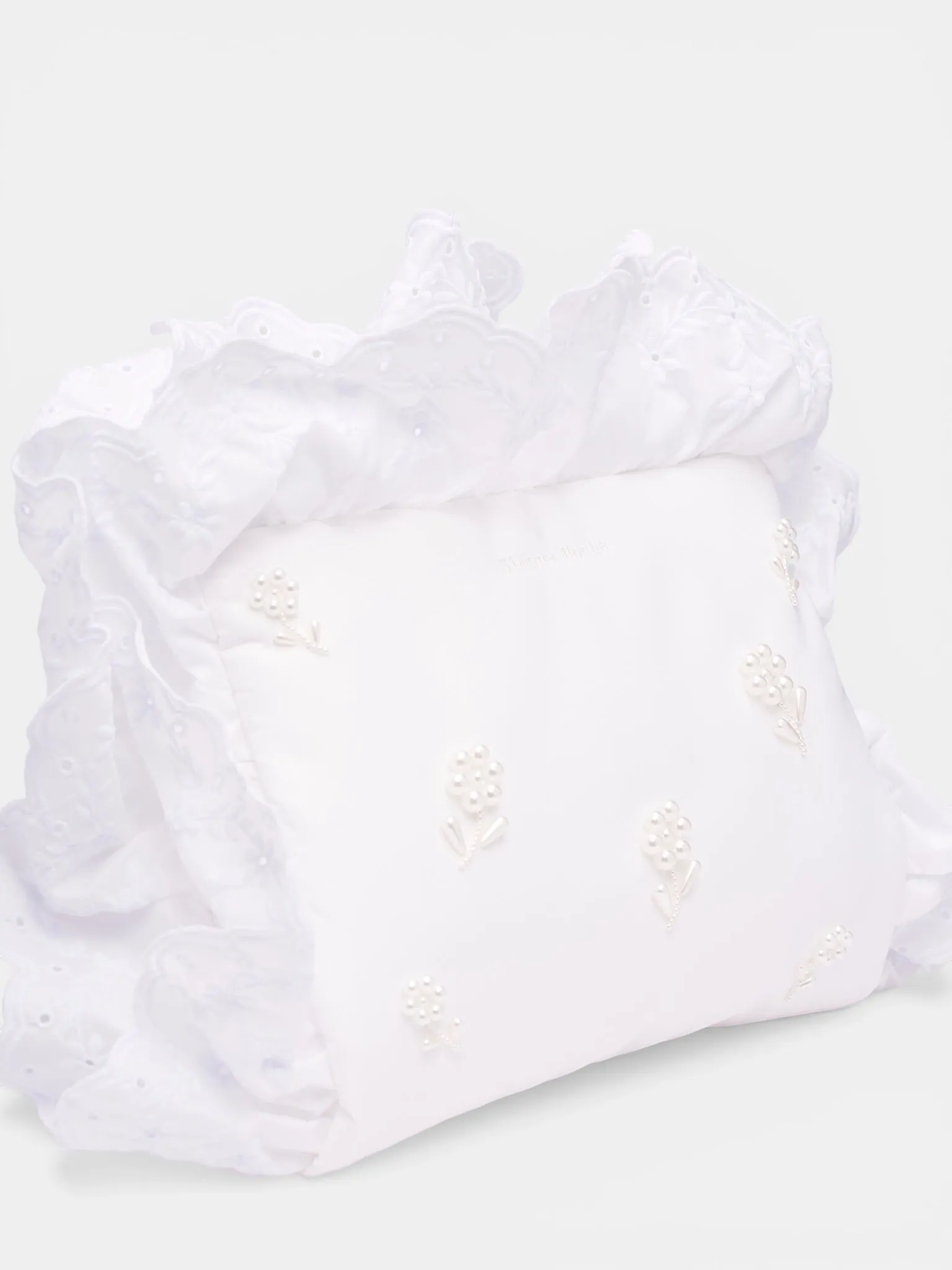White Embellished Pillowcase Clutch Bag (BAG218B-0761-WHITE-PEARL) sold by lorenzo product image thumbnail 2