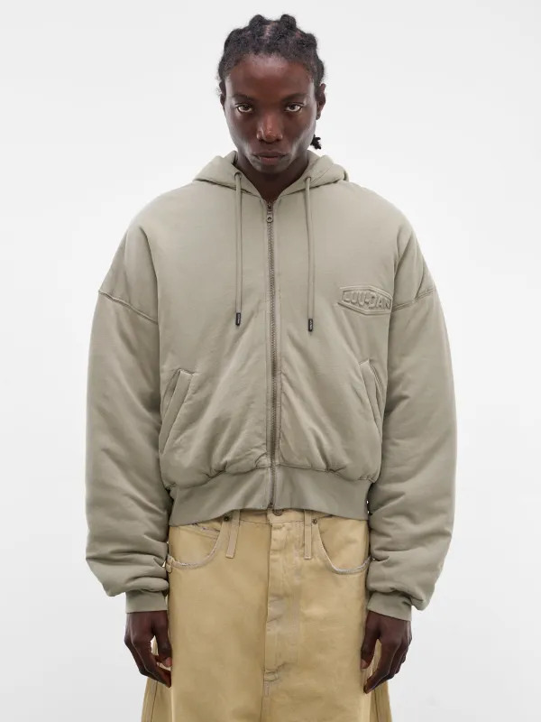 Vetiver Wadded Zip Hoodie (MJ038J-LJ-800-VETIVER) made by LUU DAN