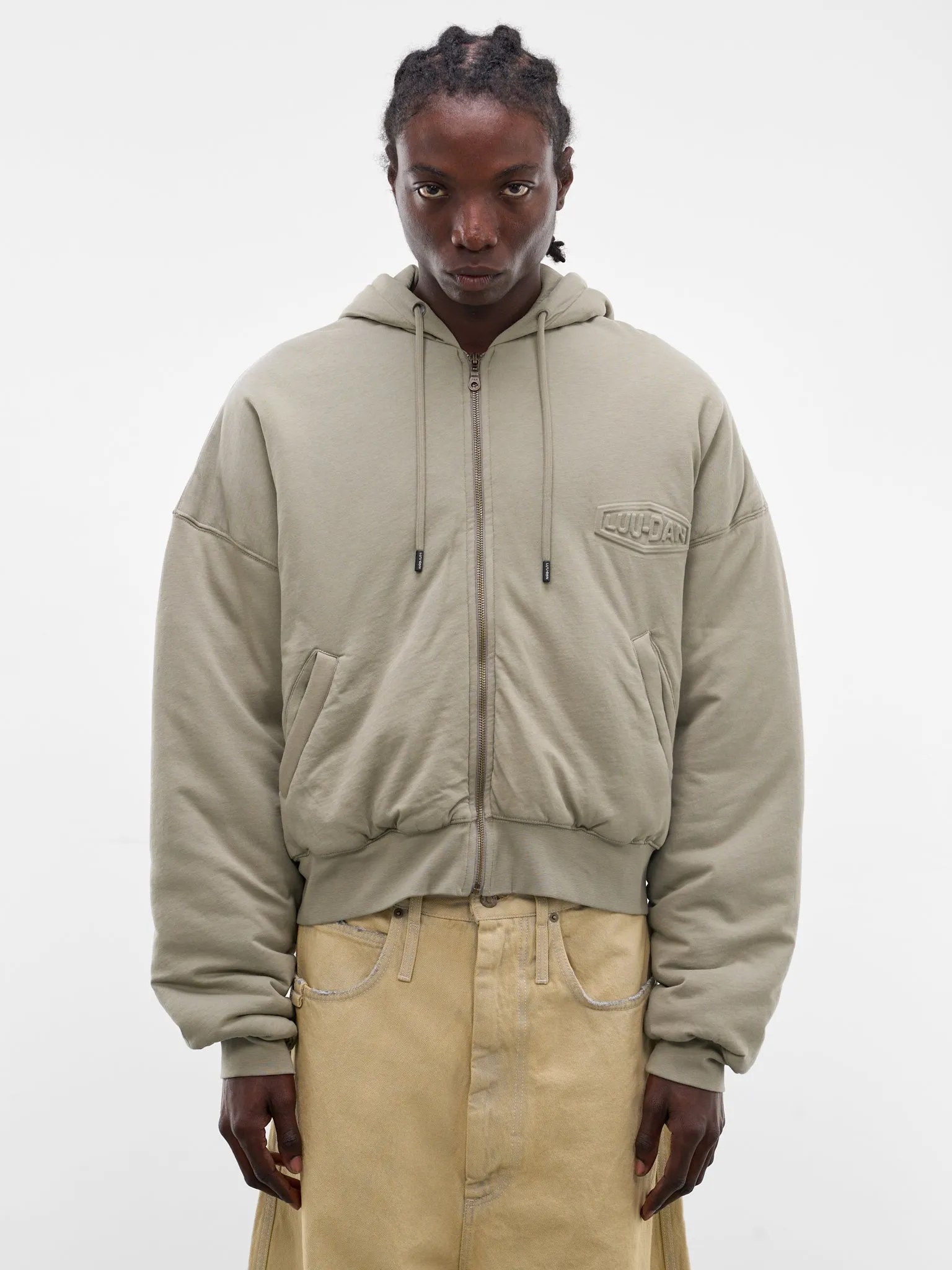 Vetiver Wadded Zip Hoodie (MJ038J-LJ-800-VETIVER) sold by lorenzo