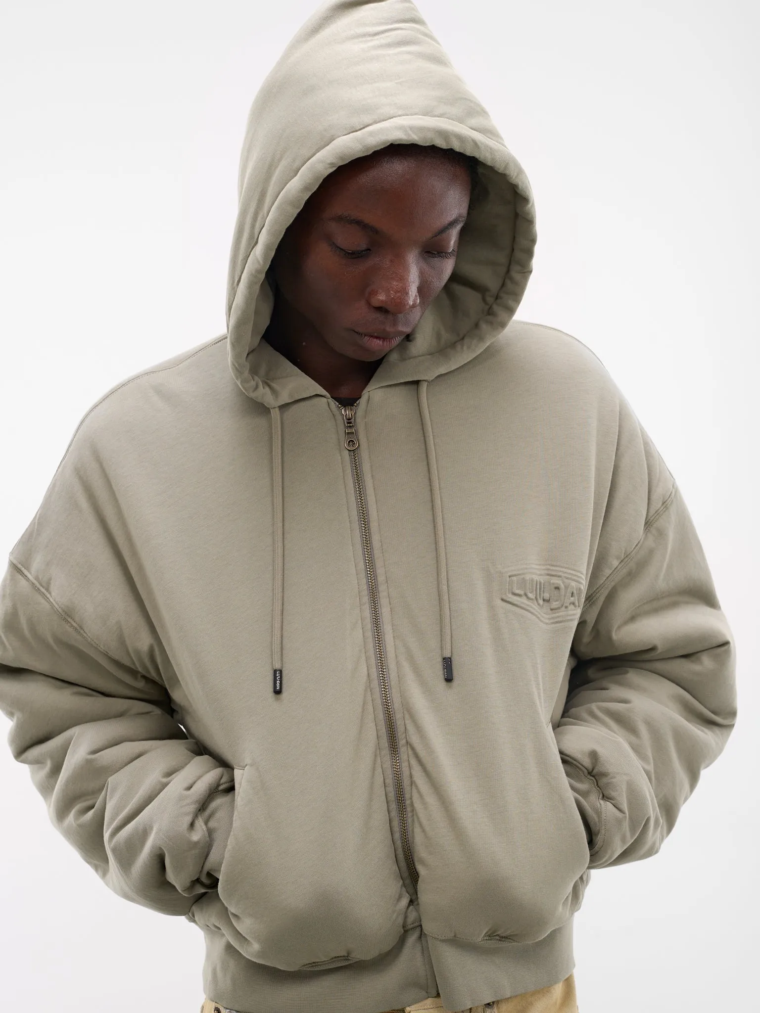 Vetiver Wadded Zip Hoodie (MJ038J-LJ-800-VETIVER) sold by lorenzo product image thumbnail 4
