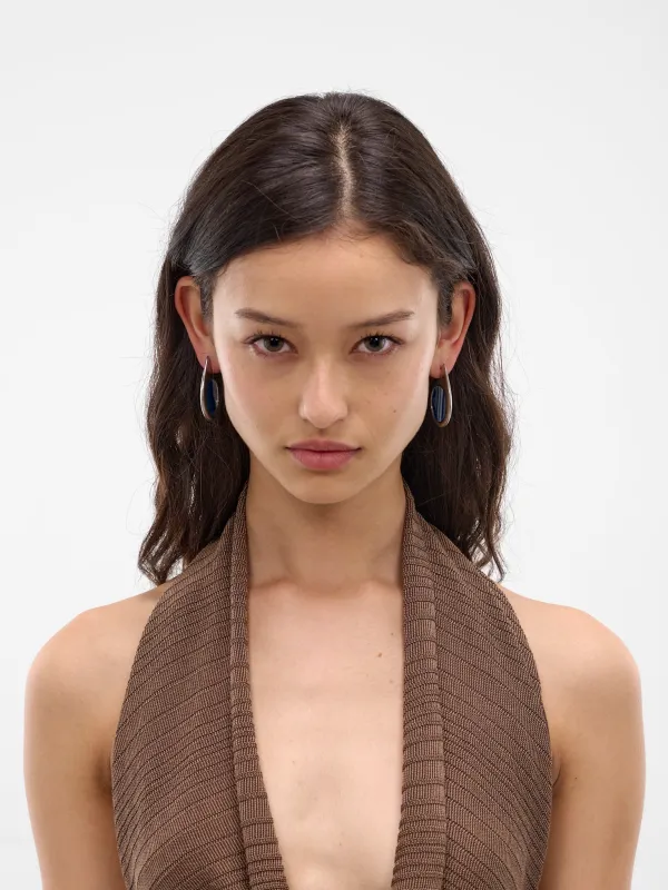 Small Dusk Rhodium Earrings (S26-EA031-P-AZURE-AGATE) made by Panconesi