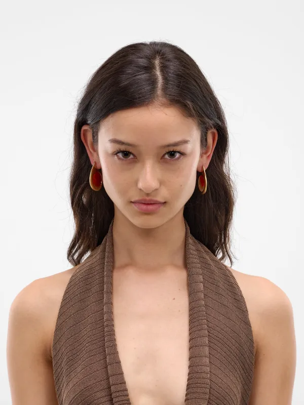 Small Dusk Gold Earrings (S26-EA029-P-RED-AGATE) made by Panconesi