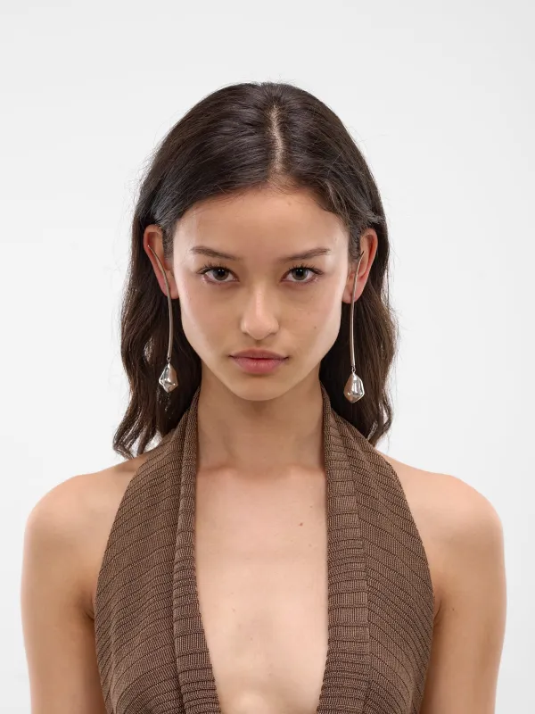 Large Lacrima Rhodium Earrings (S26-EA006-P-SILVER) made by Panconesi