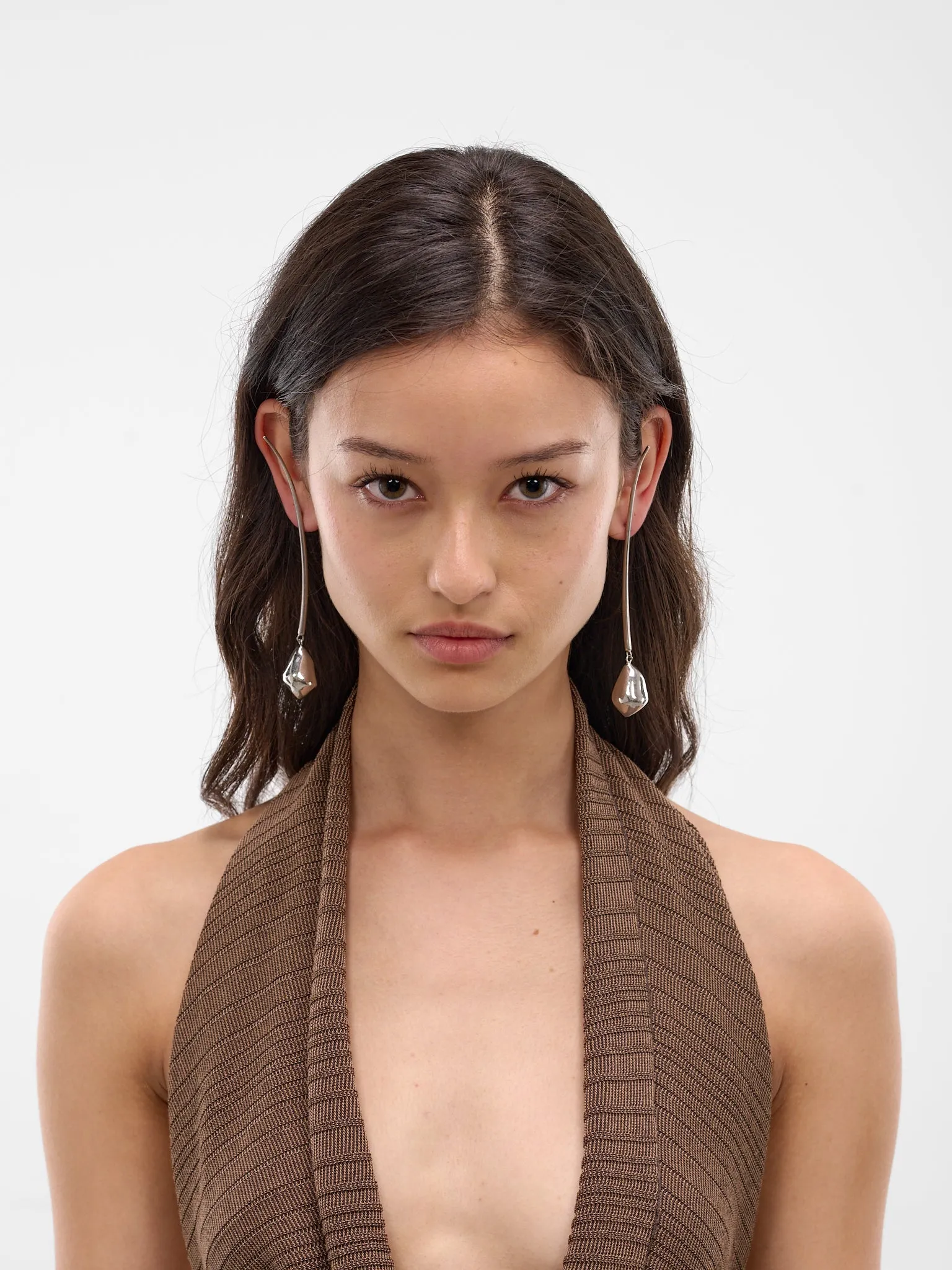 Large Lacrima Rhodium Earrings (S26-EA006-P-SILVER) sold by lorenzo