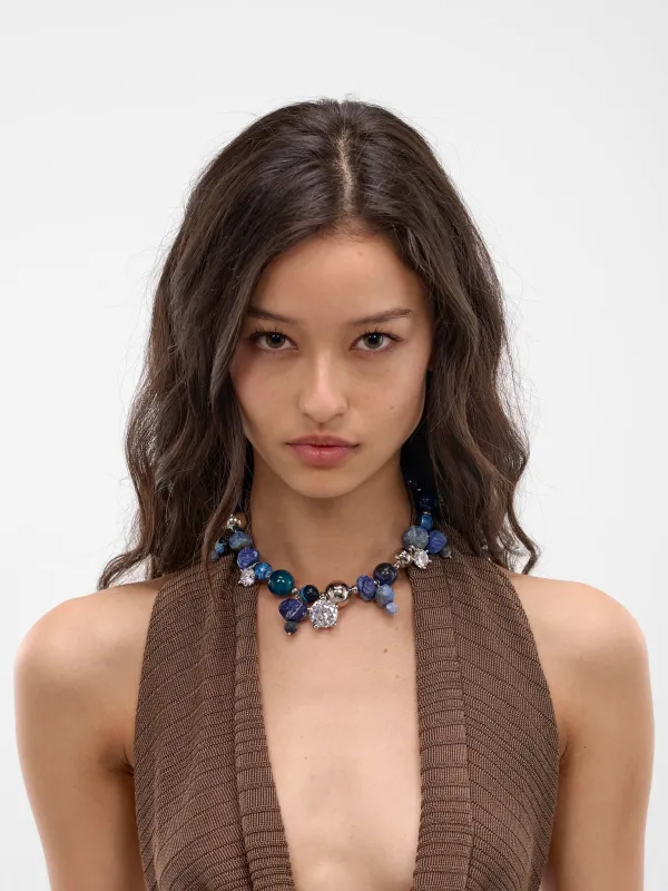 Blue Multi Stone Ascolto Necklace (S26-NE006-S-AZURE-AGATE) made by Panconesi