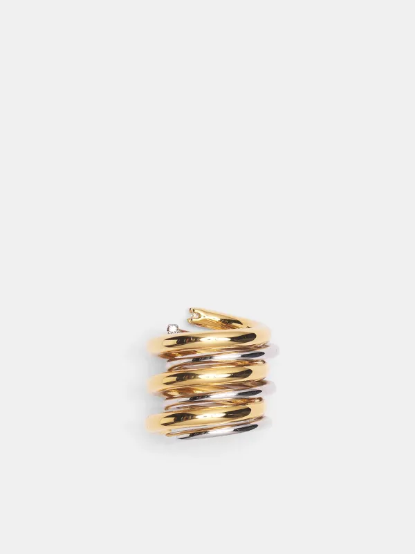 Gold Rhodium Layered Orbit Ring (S26-FG009-P-SILVER-GOLD) made by Panconesi