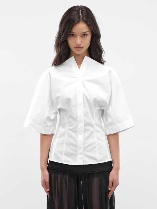 White Moisson Cotton Fitted Shirt (SHW00560AW00648-WHITE) made by Jacquemus