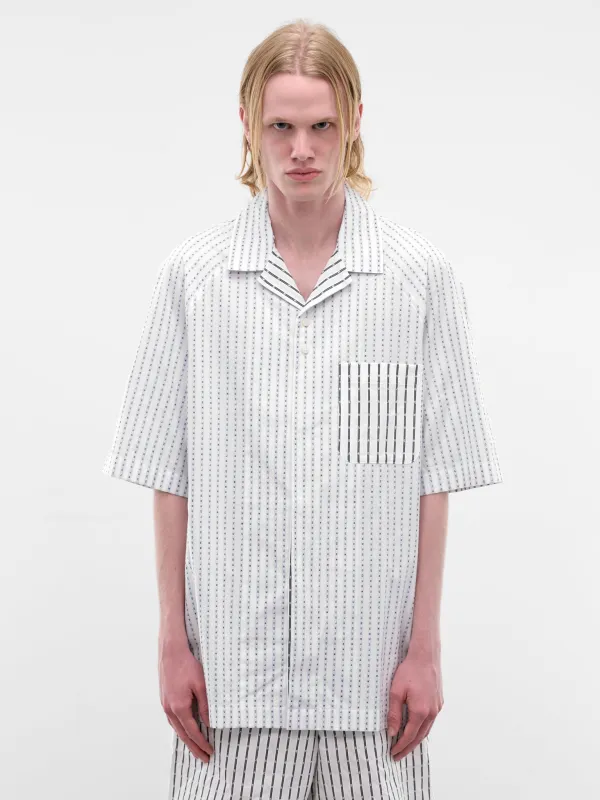 White Striped Romarin Shirt (SHM00573AW00778-LOGO-TIGHT-STR) made by Jacquemus