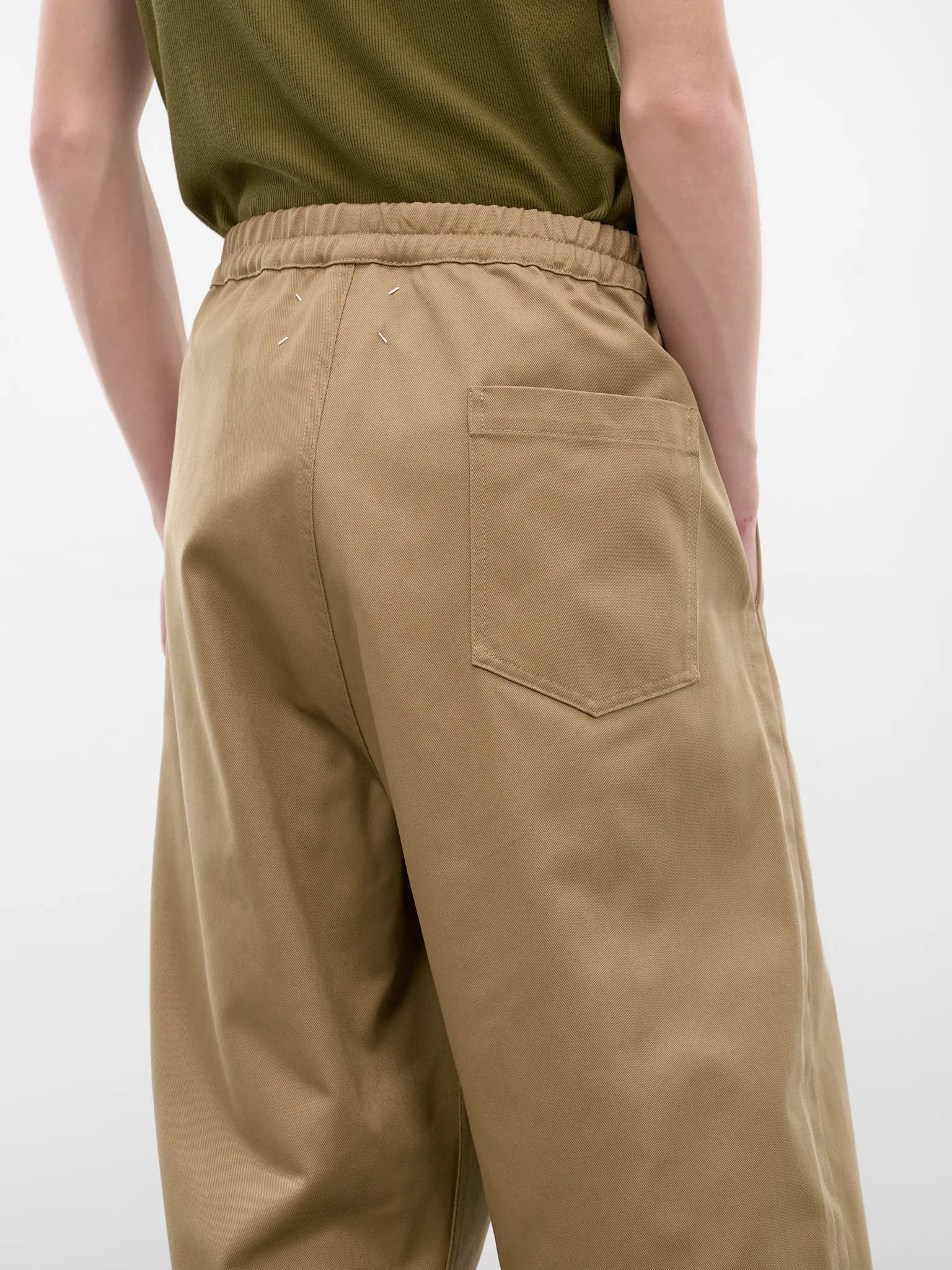 Beige Pleated Elastic Trousers (S67KA0091-S54042-BEIGE) sold by lorenzo product image thumbnail 5