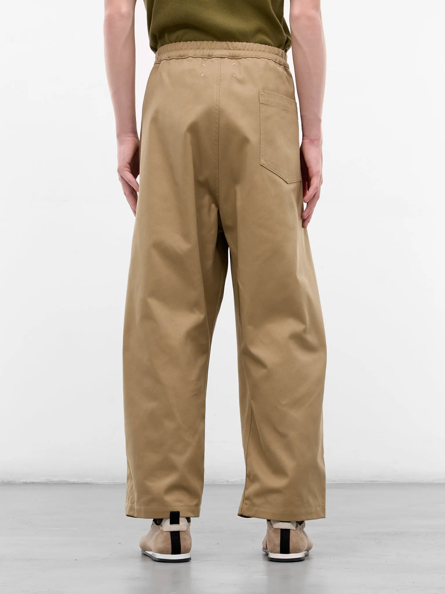Beige Pleated Elastic Trousers (S67KA0091-S54042-BEIGE) sold by lorenzo product image thumbnail 3
