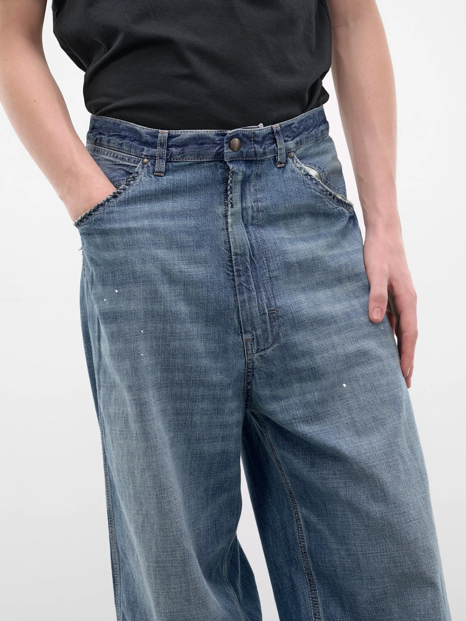 Blue Denim Wide Leg Jeans (S51KA0615-M30021-DENIM-BLUE) sold by lorenzo product image thumbnail 4