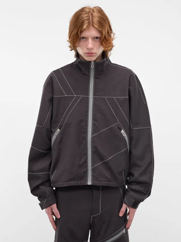 Fosco Wool Asymmetric Panel Jacket (KKSS26J09-53-UMBER-BROWN) made by Kiko Kostadinov