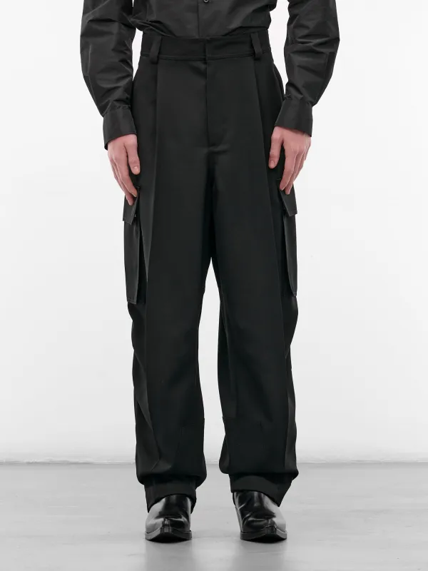 Black Cargo Pants (868888V6DH00-1010-BOUBLE-BLACK) made by Bottega Veneta