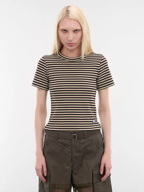 Striped Slim Logo Tee (26-08558-676-YELLOW) made by Sacai