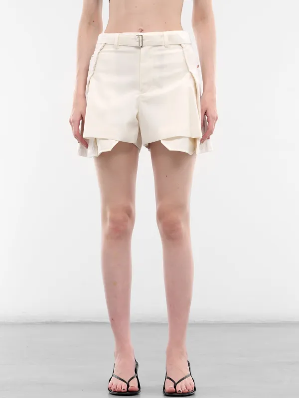 Hybrid Suiting Wool x Denim Shorts (26-08435-151-OFF-WHITE) made by Sacai