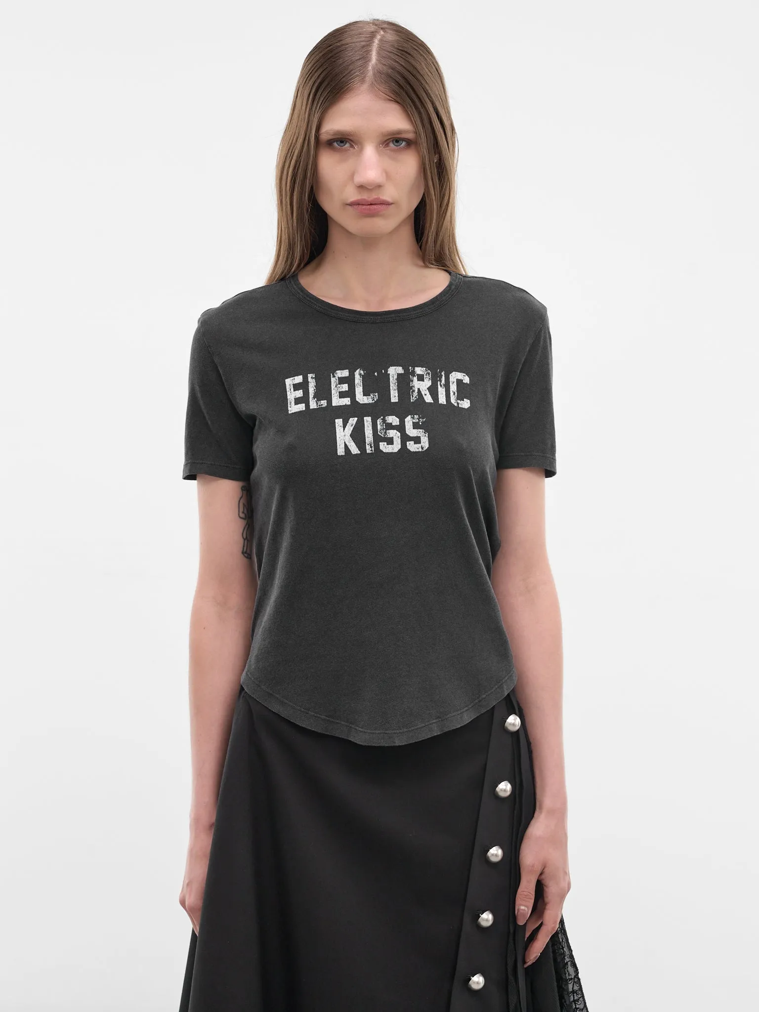 Floor Black Flocked Micro Tee (B0013923-FA740-FADED-BLACK) sold by lorenzo