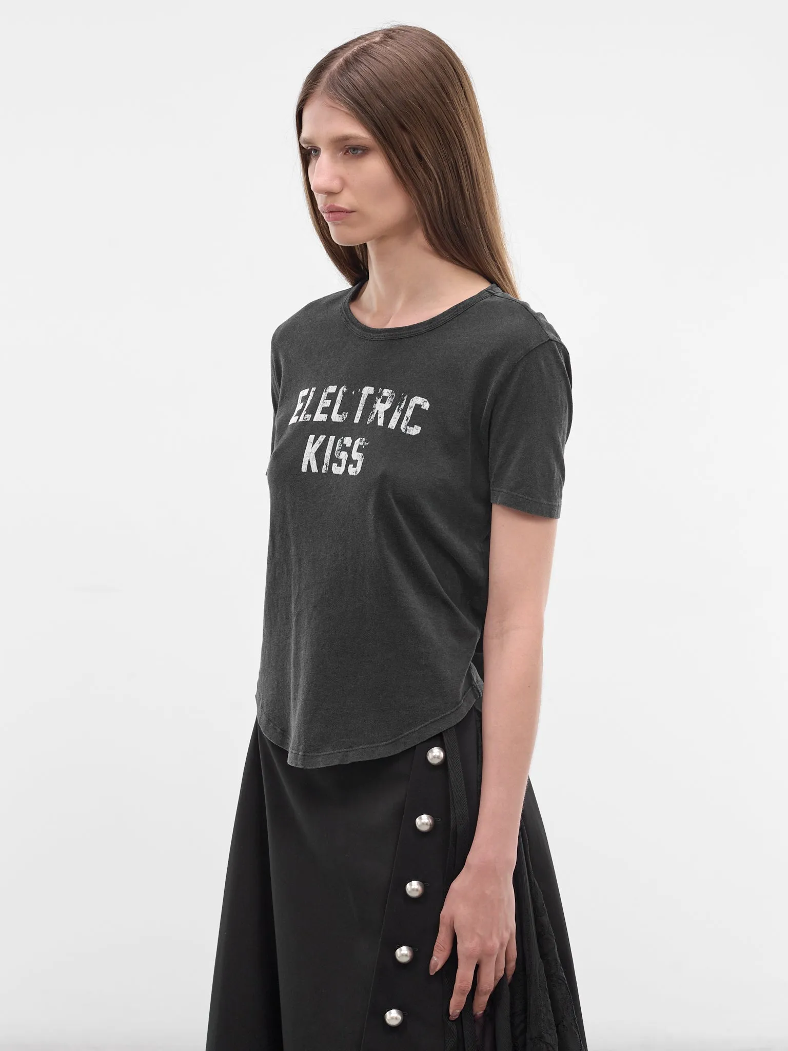 Floor Black Flocked Micro Tee (B0013923-FA740-FADED-BLACK) sold by lorenzo product image thumbnail 2