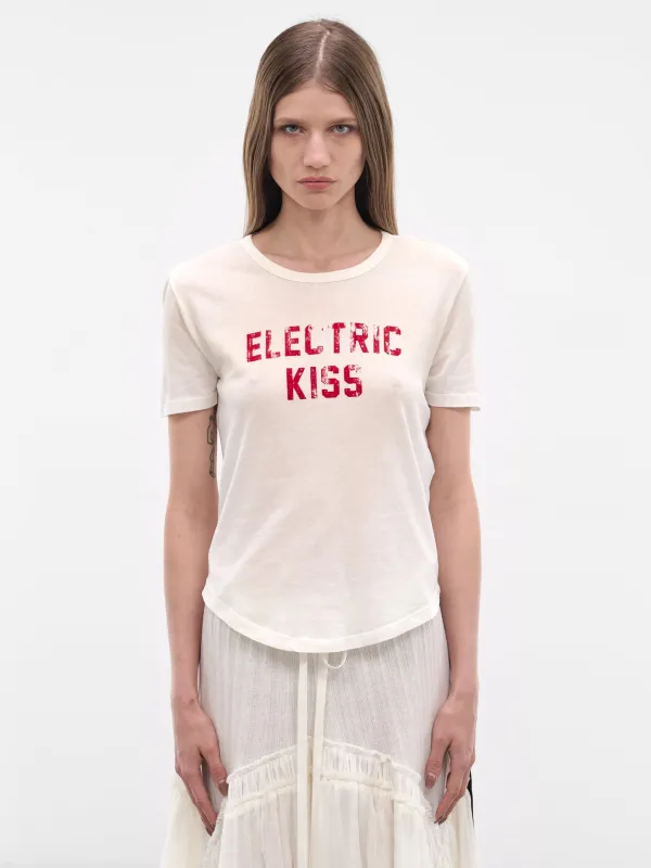 Floor White Flocked Micro Tee (B0013923-FA740-CHALK) made by Ann Demeulemeester