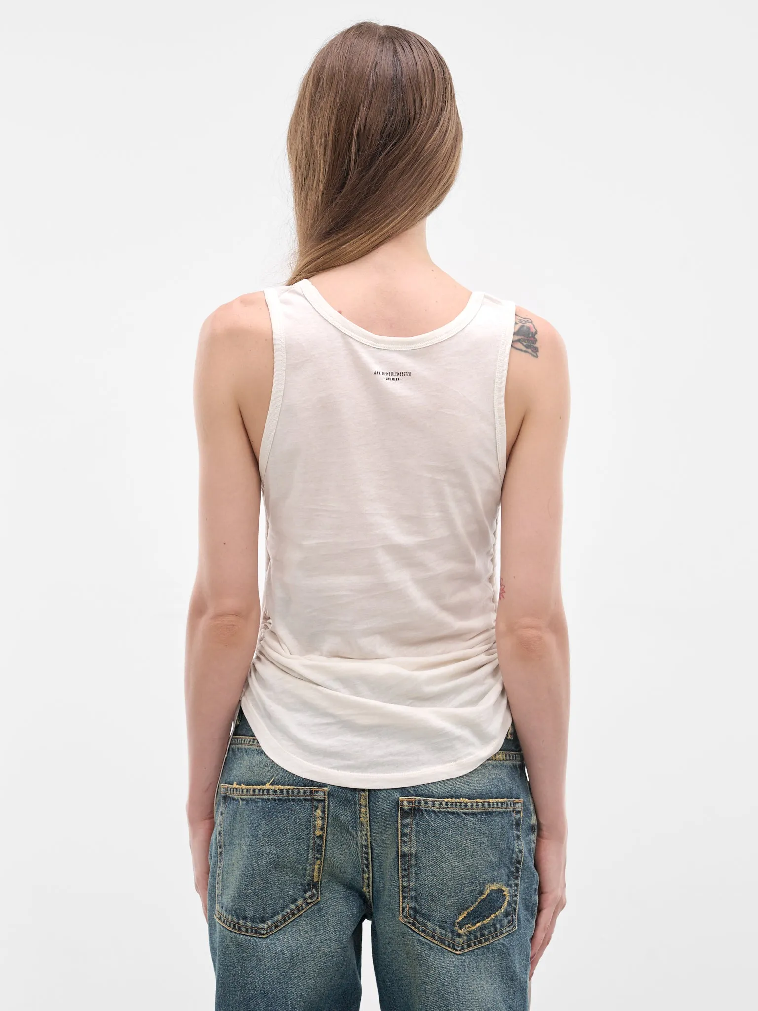 Mexi White Wrinkled Crop Tank (B0013918-FA206-IVORY) sold by lorenzo product image thumbnail 3
