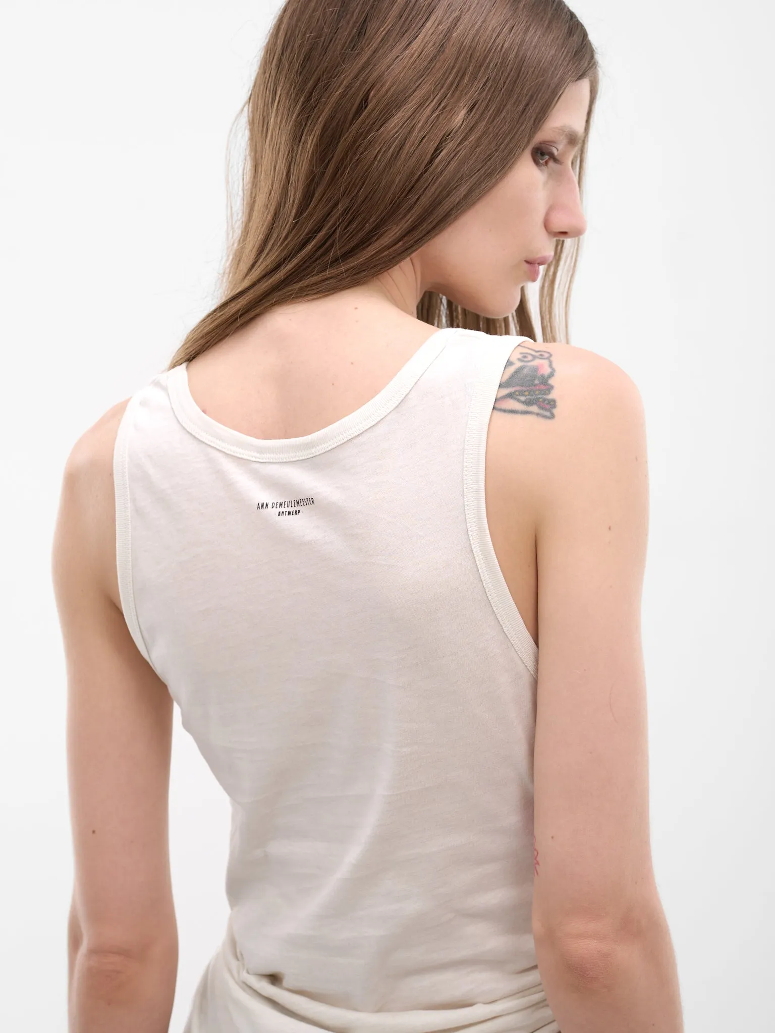 Mexi White Wrinkled Crop Tank (B0013918-FA206-IVORY) sold by lorenzo product image thumbnail 4