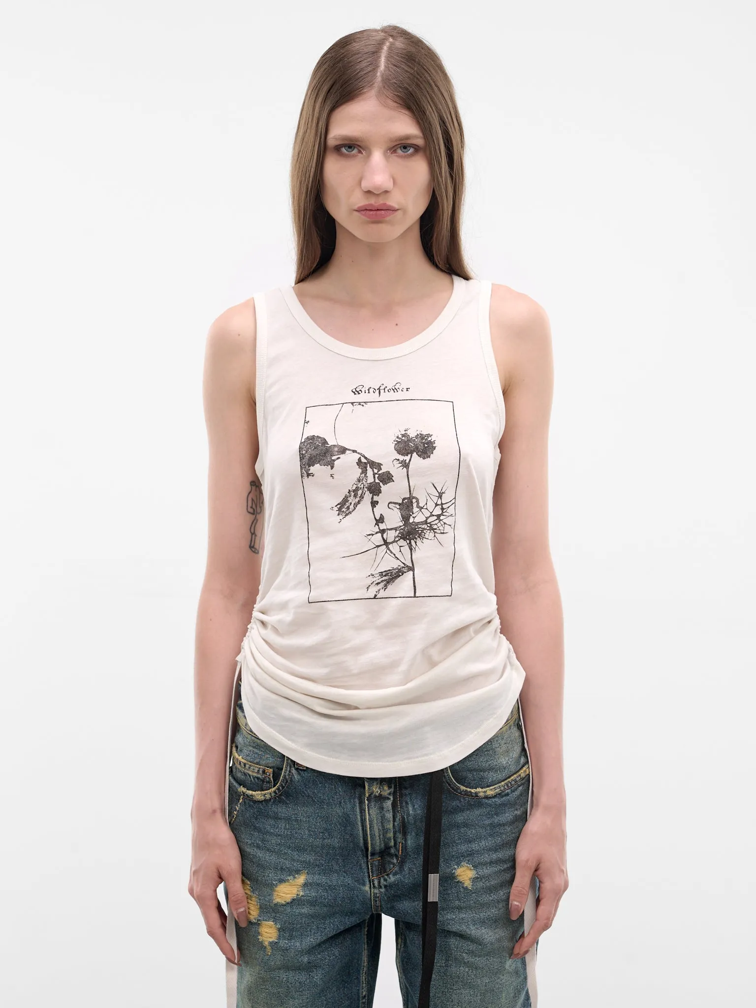 Mexi White Wrinkled Crop Tank (B0013918-FA206-IVORY) sold by lorenzo