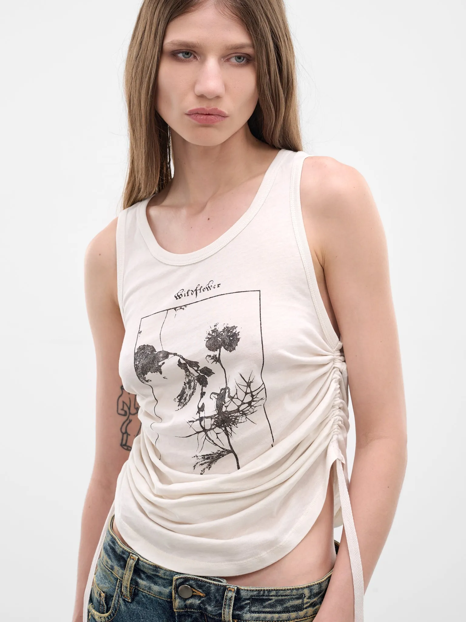 Mexi White Wrinkled Crop Tank (B0013918-FA206-IVORY) sold by lorenzo product image thumbnail 5
