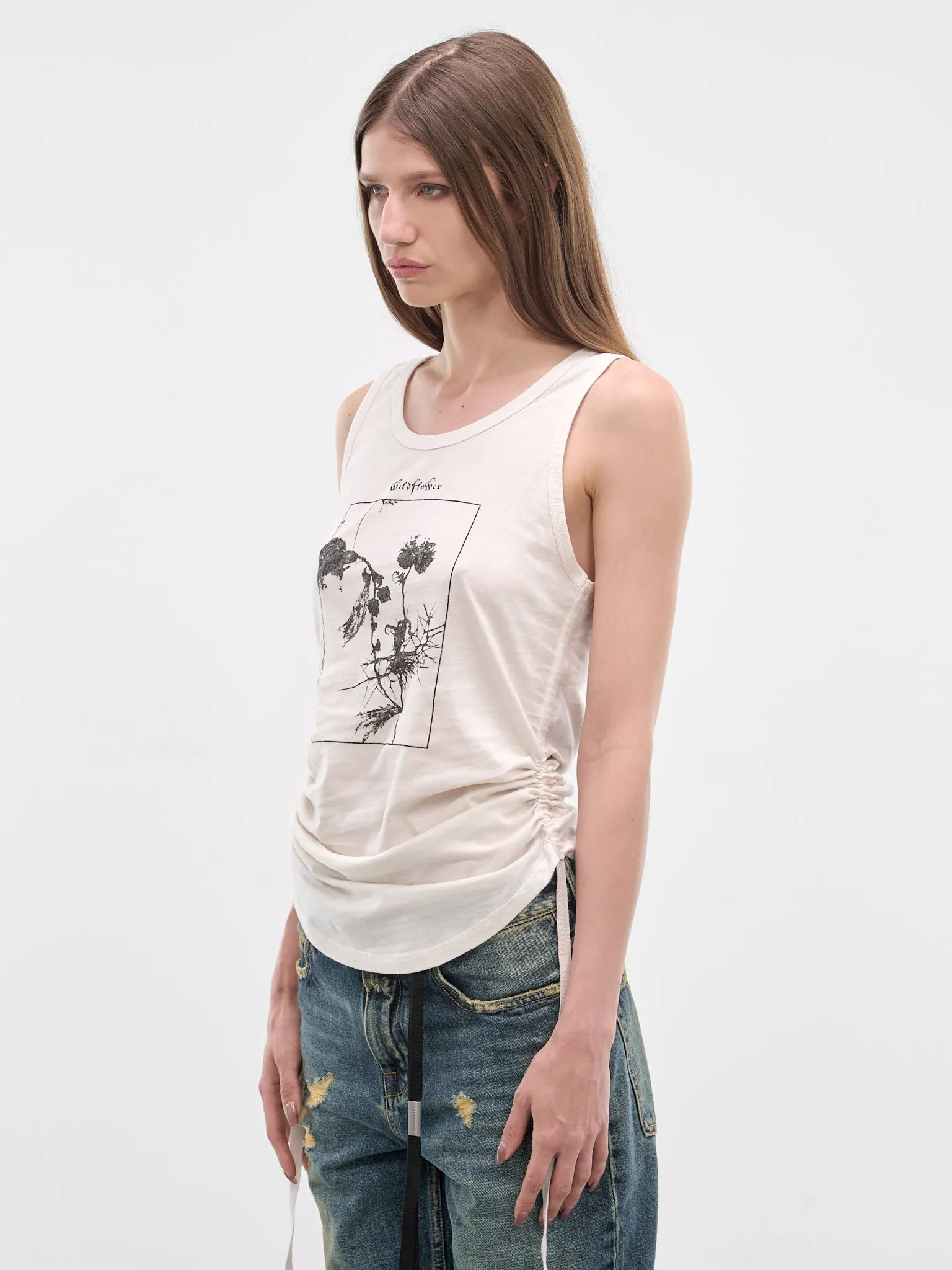 Mexi White Wrinkled Crop Tank (B0013918-FA206-IVORY) sold by lorenzo product image thumbnail 2