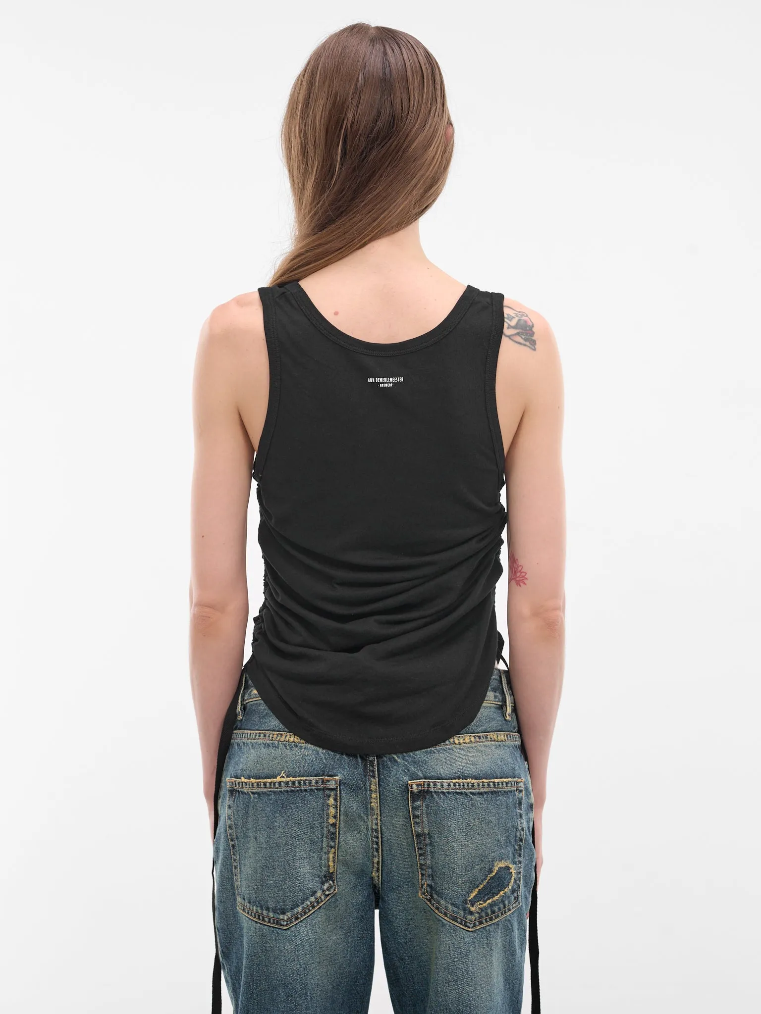 Mexi Black Wrinkled Crop Tank (B0013918-FA206-BLACK) sold by lorenzo product image thumbnail 3