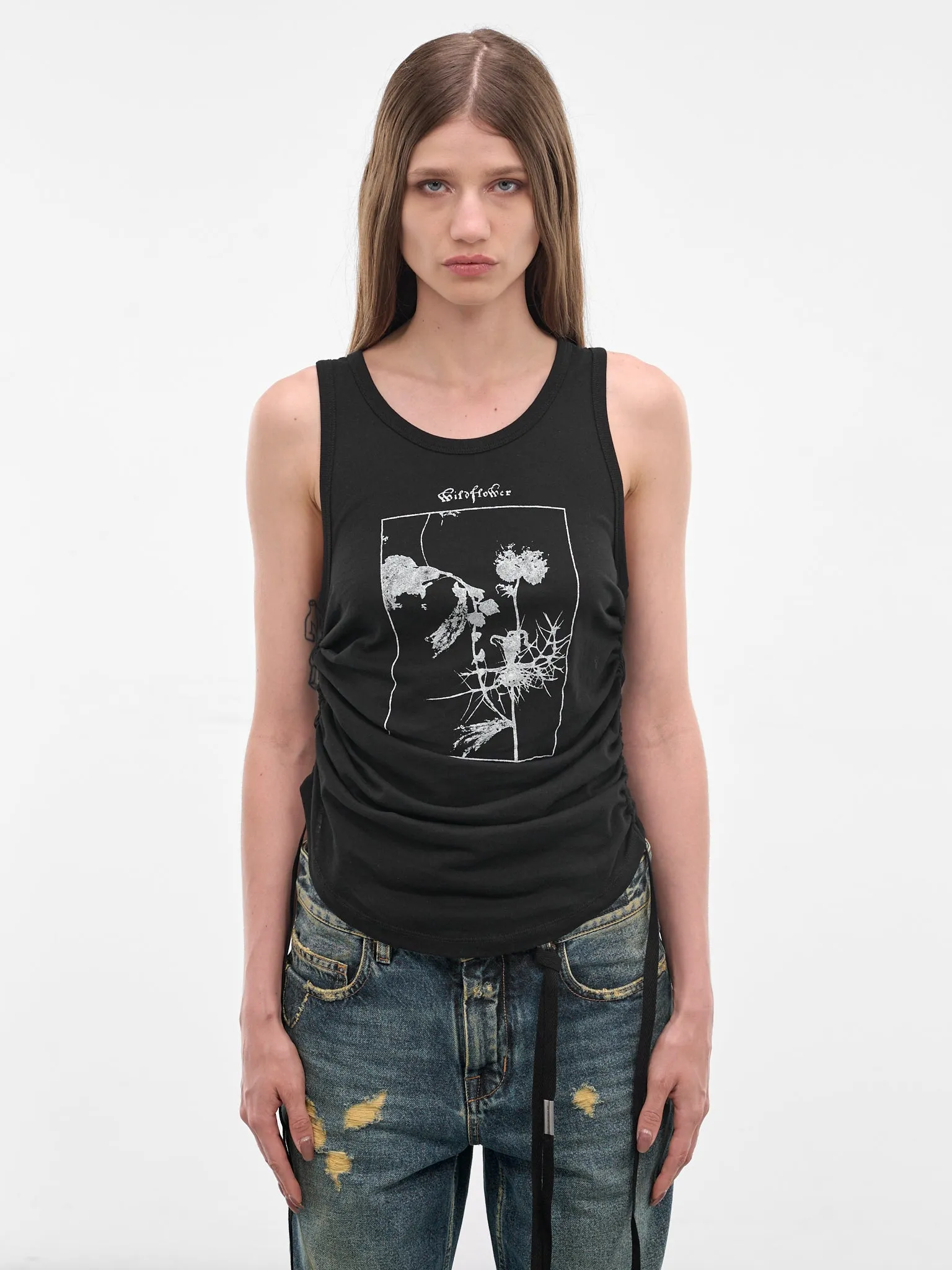 Mexi Black Wrinkled Crop Tank (B0013918-FA206-BLACK) sold by lorenzo