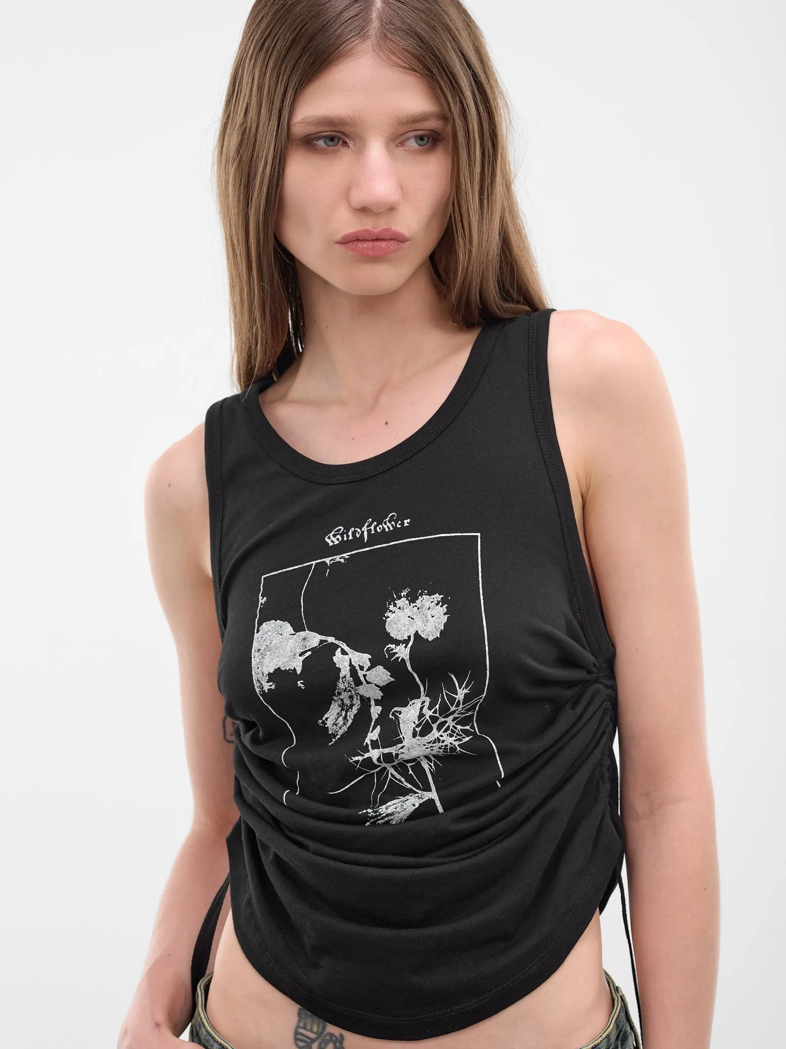 Mexi Black Wrinkled Crop Tank (B0013918-FA206-BLACK) sold by lorenzo product image thumbnail 4