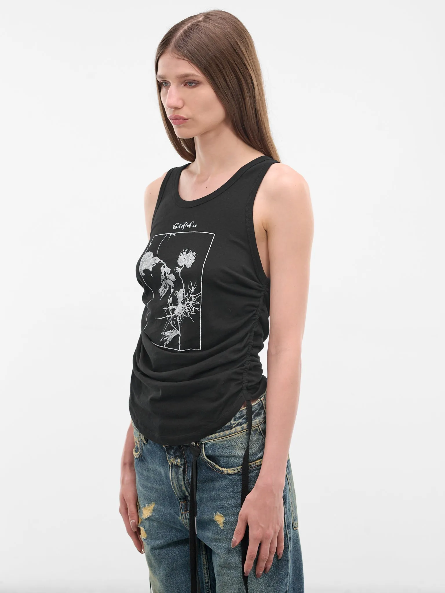 Mexi Black Wrinkled Crop Tank (B0013918-FA206-BLACK) sold by lorenzo product image thumbnail 2