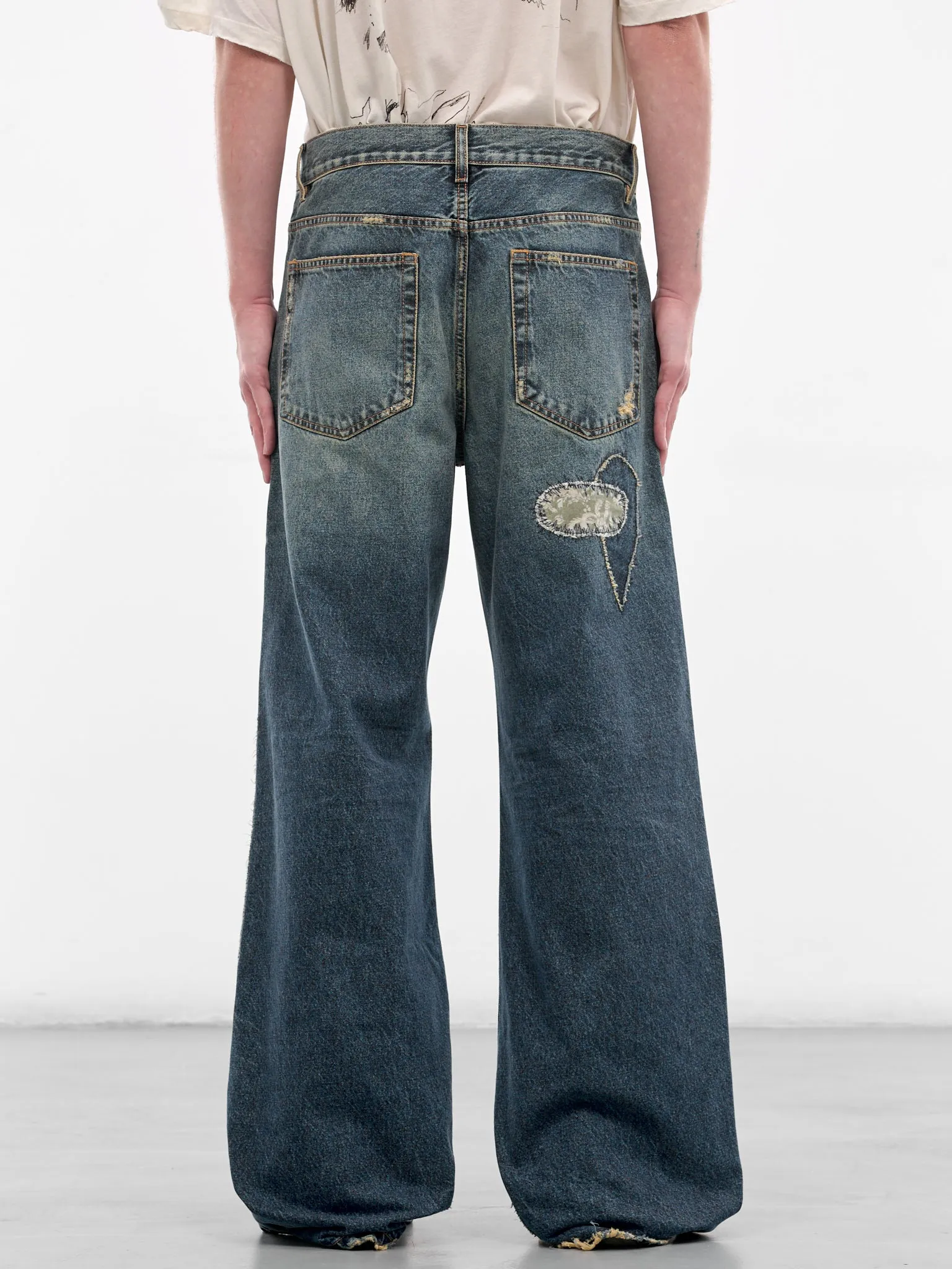 Modest Blue Denim Patchwork Jeans (B0013616-FA743-VINTAGE-BLUE) sold by lorenzo product image thumbnail 3