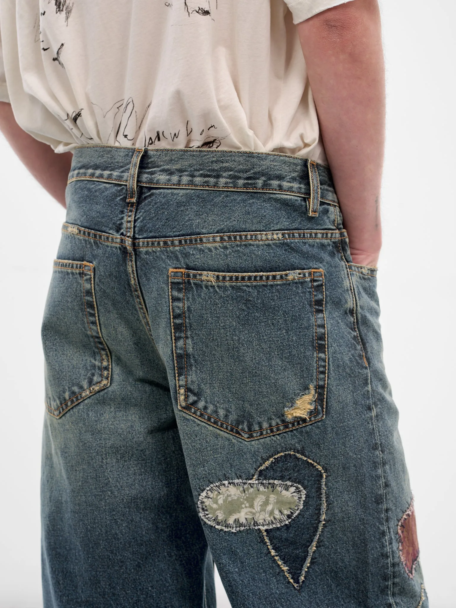 Modest Blue Denim Patchwork Jeans (B0013616-FA743-VINTAGE-BLUE) sold by lorenzo product image thumbnail 5