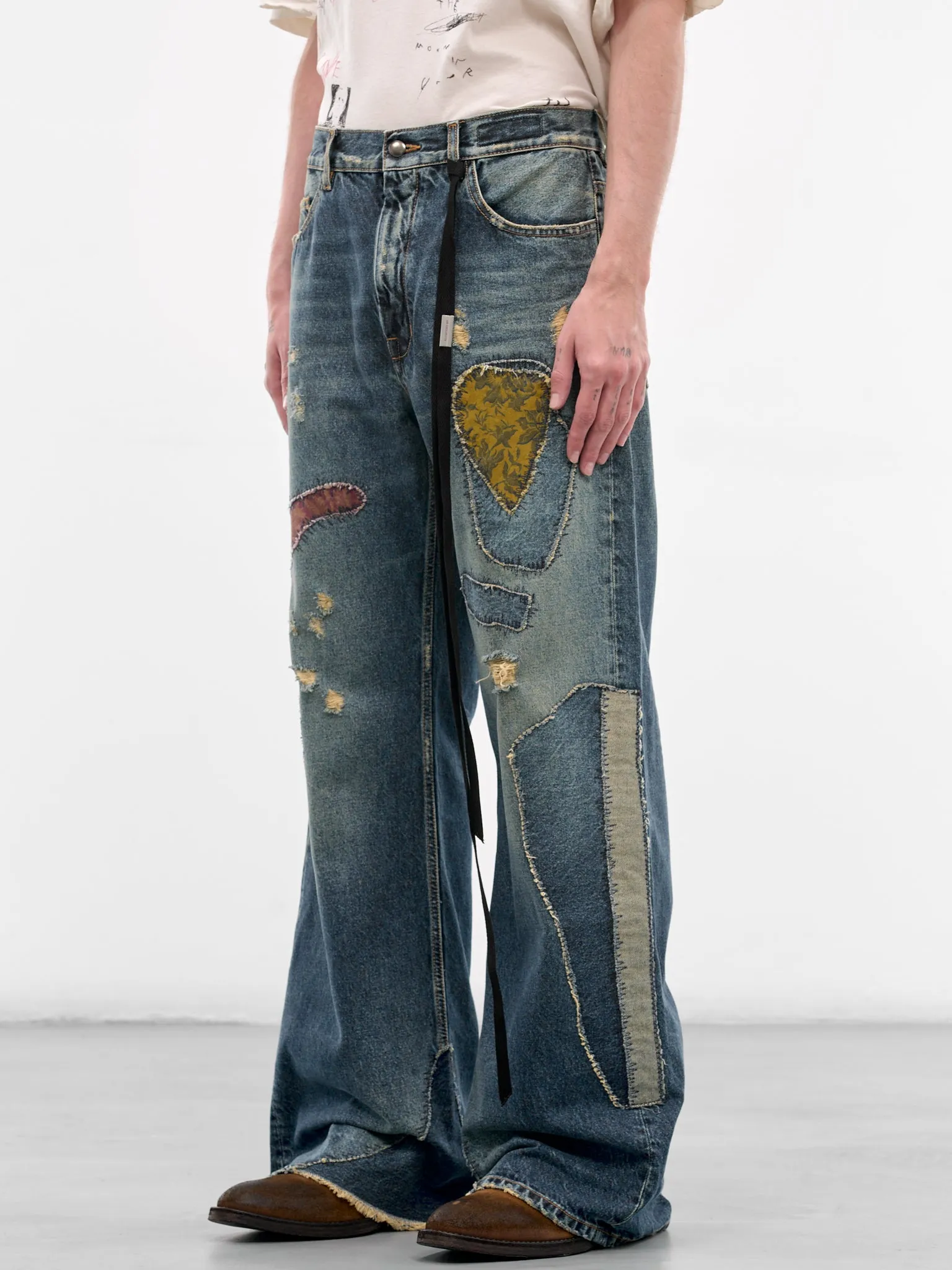 Modest Blue Denim Patchwork Jeans (B0013616-FA743-VINTAGE-BLUE) sold by lorenzo product image thumbnail 2