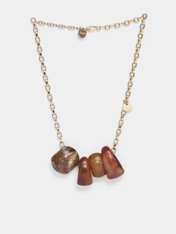 Stone Pendant Chain Necklace (ANW0015-34303746-MIX-AMBRA) made by DSQUARED2