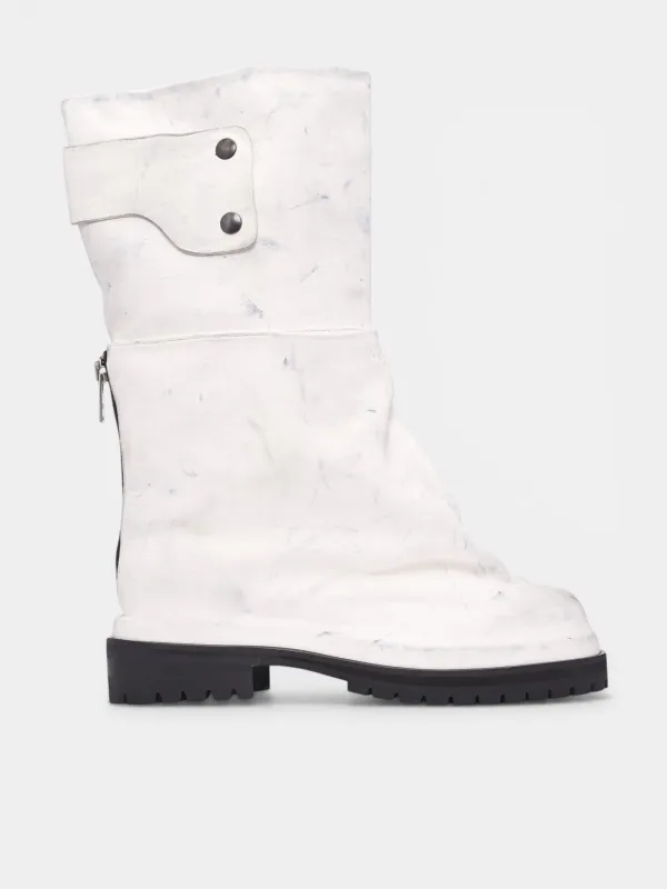 White Lamb Leather Dragonrider Boots (FF6SMQ59AP-PE001-DIRTY-WHITE) made by 424