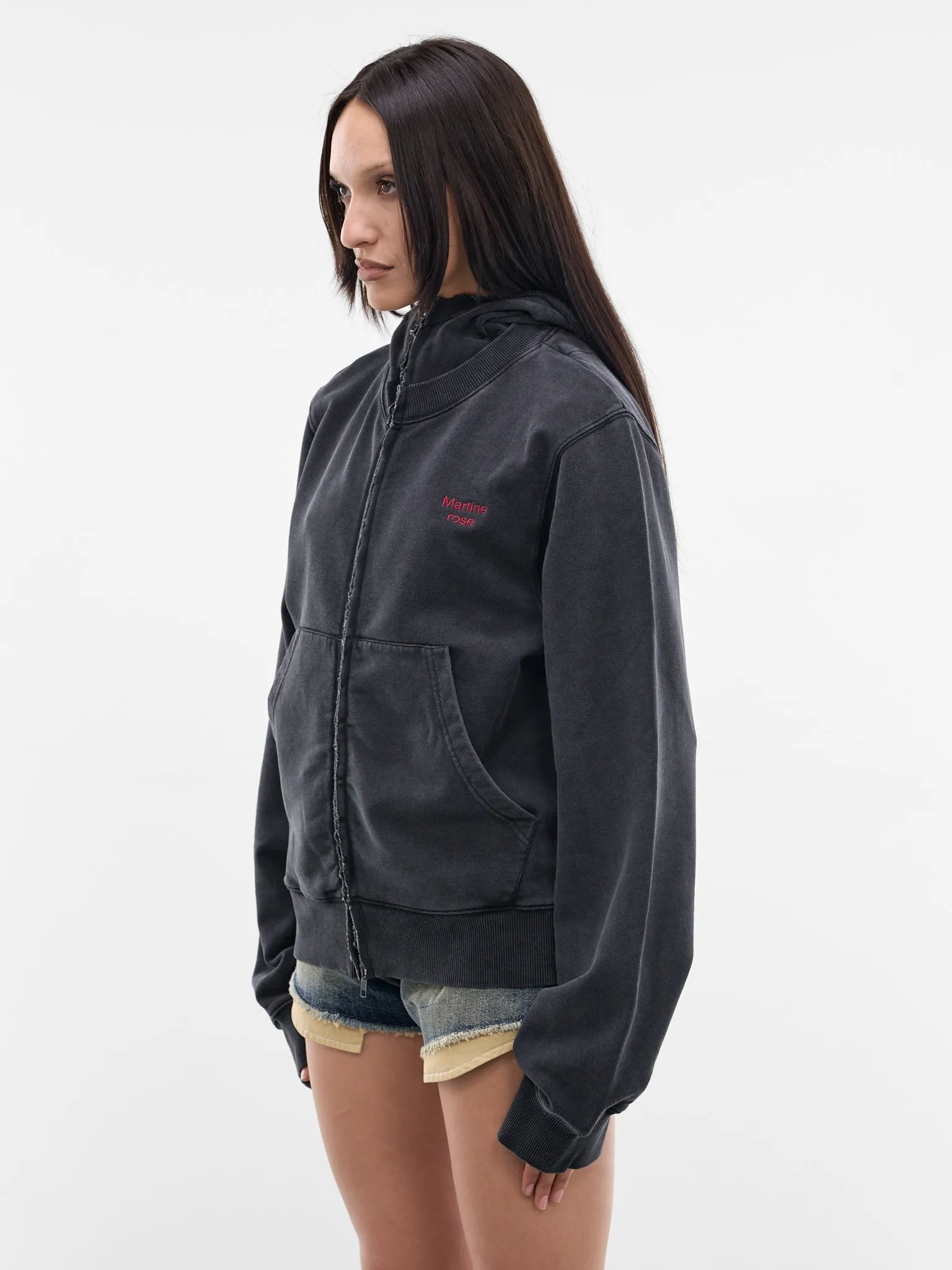 Black Layered Collar Zip Hoodie (682JS02002-BLACK) sold by lorenzo product image thumbnail 2
